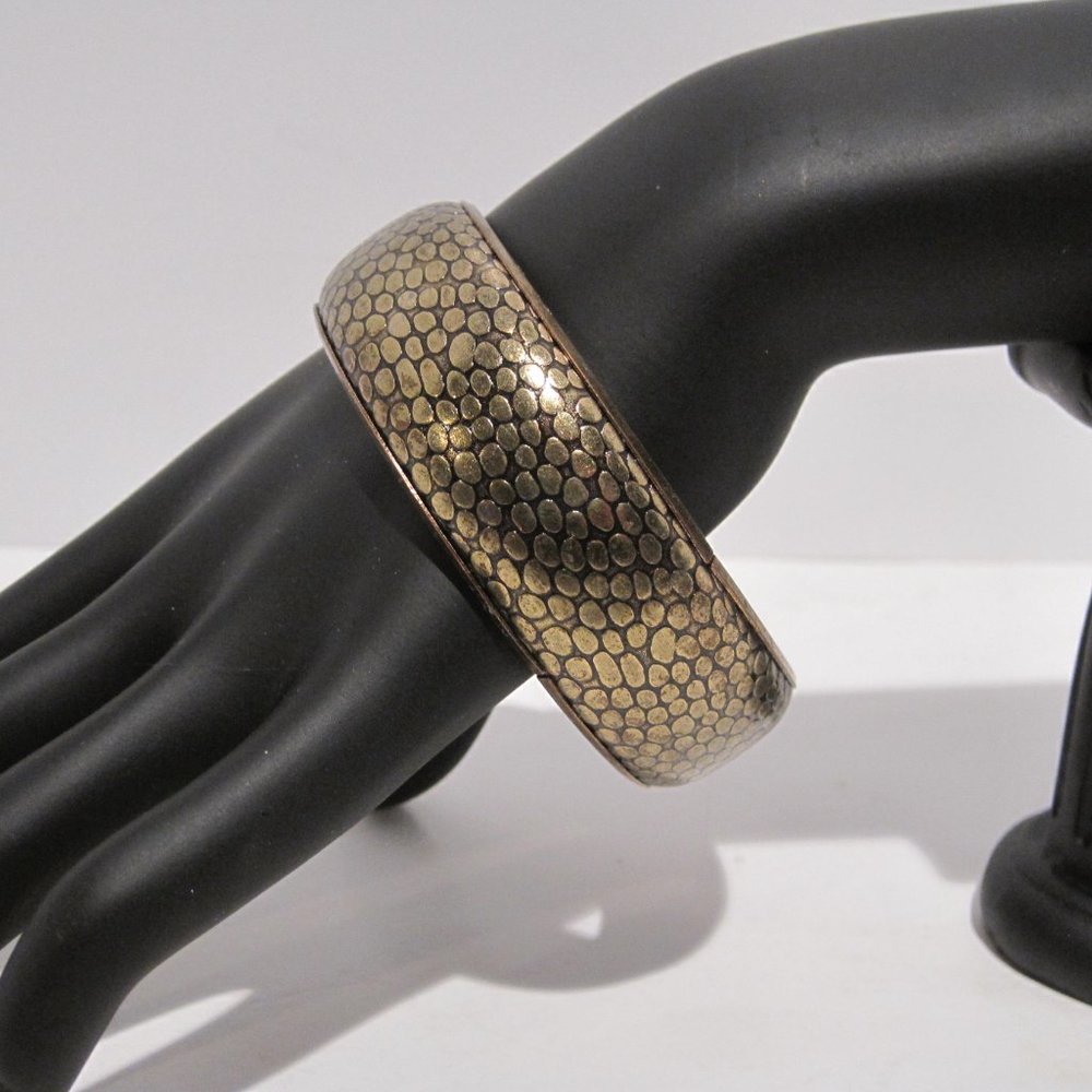 Urban Wildlife Brass Toned Chunky Bangle Python Snake Skin Design Bracelet
